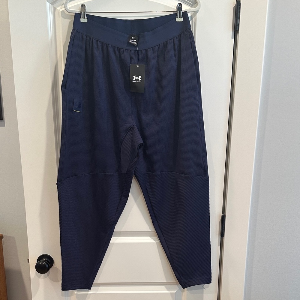 Large Tall - Under Armour Men's Dark Blue Joggers with Notre Dame Logo